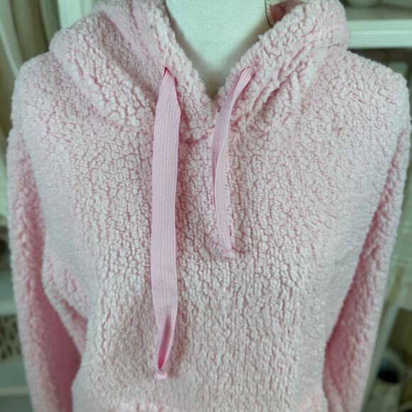 Pink Lily vegan Sherpa hoodie, sz. Large soft girl, cozy winter every day #4353 - Picture 5 of 9